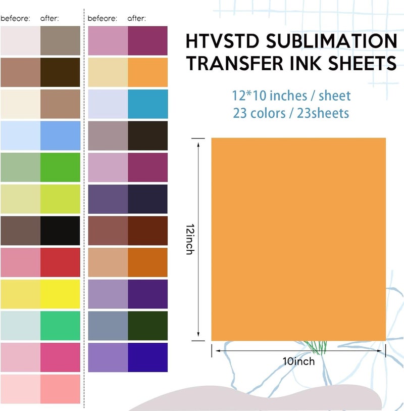 HTVSTD Sublimation Transfer Ink Paper - 23 pcs 12" x 10" Solid Color Sublimation Transfer Sheets for Tumbler T-Shirts Mugs DIY Sublimation Transfer Paper - Image 2